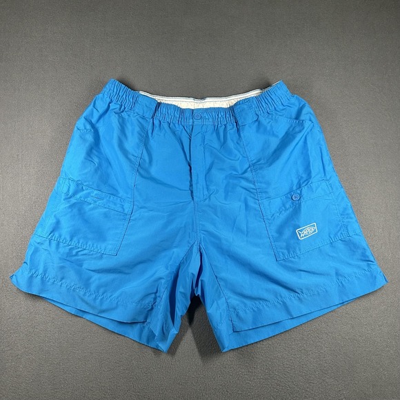 AFTCO Cargo Shorts Mens 42 Blue Nylon Lightweight Elastic Waist Fishing Pockets - Picture 1 of 16